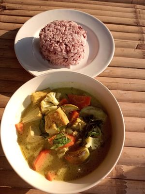 Green curry vegan at Hula Hula Pai Hostel and Restaurant in Pai