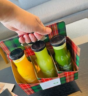 Our family weekend Juice pack with Organic Orange Juice, Apple Juice, Garden of Eden en Purify. at The Vegan Saint Store in Gouderak