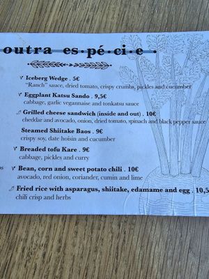 Menu at Outra Espécie  in Porto