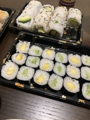Avocado maki, cucumber maki, pineapple maki  at Noodle King in Funchal