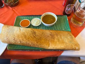 Veg masala dosa, was hard to fully capture the size of it  at Madras Cafe in Krabi