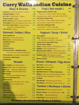 Menu 3 at Curry Walla in Siem Reap