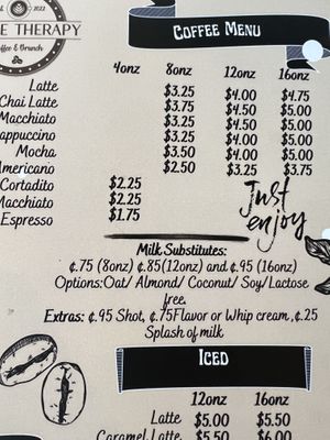 Milk substitutes available   at Coffee Therapy & Brunch in Luquillo