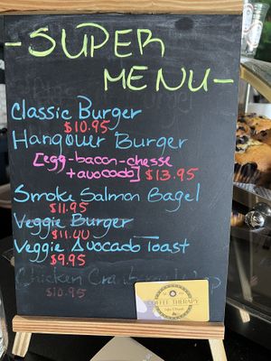 Veggie burger / avocado toast (menu)   at Coffee Therapy & Brunch in Luquillo