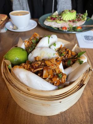 v-chicken stuffed bao buns (18,90€)  at Café Buur in Frankfurt