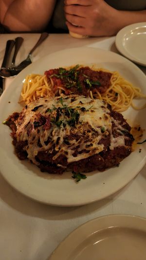 Eggplant Parmigiana and Pasta with Marinara at John's of 12th Street in New York City