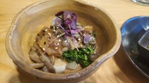 Fried Tofu with mushroom sauce at Sozai Restaurant in Clawson