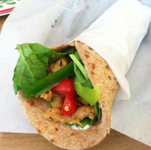 Spicy Chick'n wrap (soy curls) at Frisch Compassionate Eatery in Salt Lake City