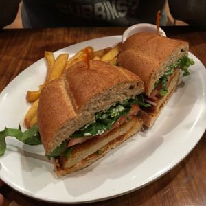 buffalo chik'n sandwich at Veggie Grill by Next Level in Long Beach