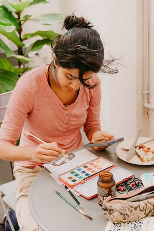 You are welcome to disconnect, read a book and do art in our cafe. at Copper + Cloves in Bangalore