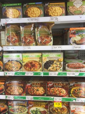 lots of Amy's frozen entrees at Strack and Van Til in Hobart