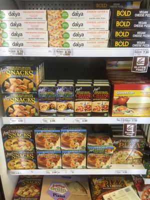 vegan frozen pizzas : ) at Strack and Van Til in Hobart