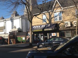 Here is their front entrance, there is a beautiful temple next door. at Dosa Hutt in Flushing