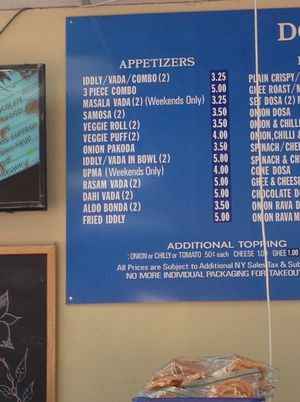 Their menu. at Dosa Hutt in Flushing