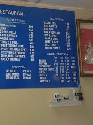 Their menu. at Dosa Hutt in Flushing