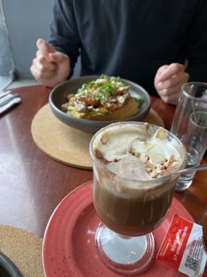 Mocha - after I already devoured the top which had a beautiful chocolate on top of the foam   at A Padoca in Porto