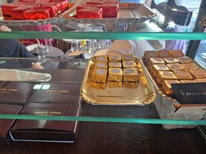 Chocolates on display at A Padoca in Porto