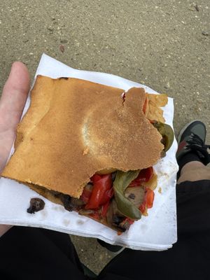 Mushroom and pepper pastry   at A Padoca in Porto