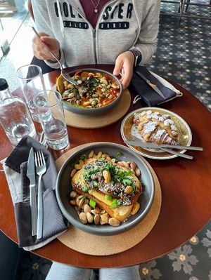 the asparagus toast was my least favorite, was lacking some sauce maybe? The croissant didn’t disappoint 💁‍♀️  at A Padoca in Porto