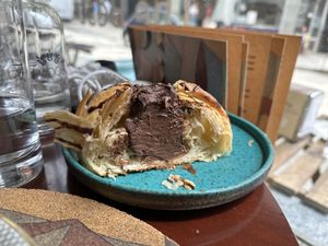 Chocolate croissant  at A Padoca in Porto