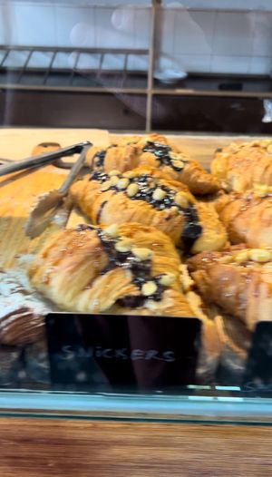 Vegan Snickers Croissants and other vegan pastries including Almond Croissants!  at A Padoca in Porto