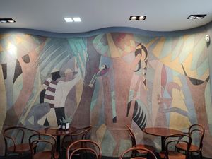 Wall mural! at A Padoca in Porto