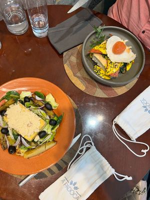 “Cod” with cornbread + bread with eggs and baconn  at A Padoca in Porto