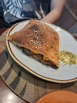 Aubergine parmesan pastry at A Padoca in Porto