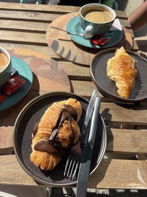 Vegan chocolate and plain croissant   at A Padoca in Porto