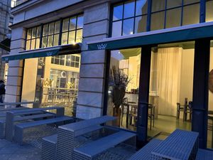 located on the street corner  at W Pizza Mitte in Berlin