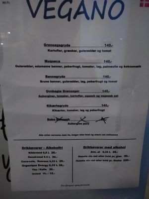 Menu at O Tempo in Copenhagen