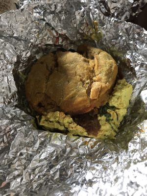  Pumpkin cheddar biscuit sandwich. P good. lil spicy   at Breads on Oak  in New Orleans