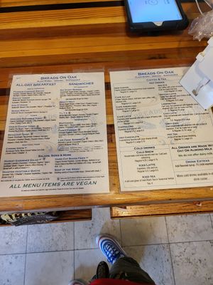 Menu at Breads on Oak  in New Orleans