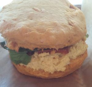 Vegan pumpkin cheddar breakfast biscuit with tofu scramble. at Breads on Oak  in New Orleans