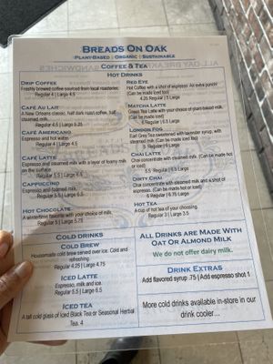 Menu  at Breads on Oak  in New Orleans