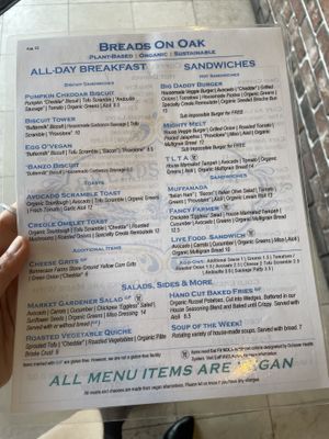Menu  at Breads on Oak  in New Orleans