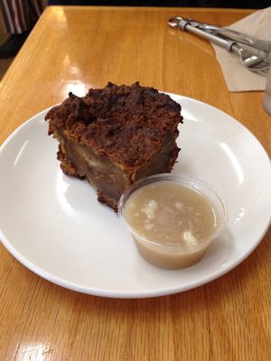 Bread pudding with whiskey sauce, drooool. at Breads on Oak  in New Orleans