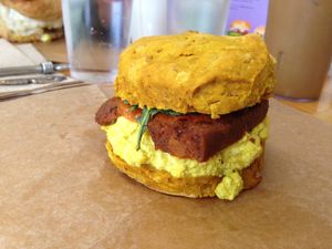 Pumpkin cheddar breakfast sandwich at Breads on Oak  in New Orleans