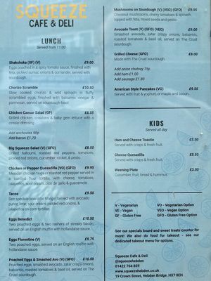 Menu  at Squeeze Cafe & Deli in Hebden Bridge