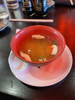 Miso soup  at Blue Sushi Sake Grill in Birmingham
