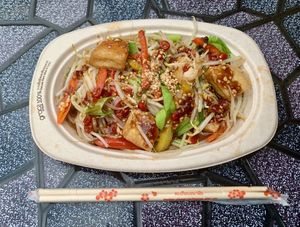 Crispy topi with bean sprouts and bell peppers   at Pakbai - Food Stall in Chiang Mai
