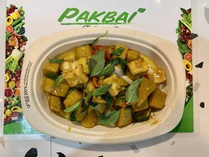 Tofu and pumpkin pad krapow( Thai sweet basil)  at Pakbai - Food Stall in Chiang Mai