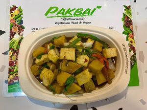 Tofu and pumpkin pad krapao( Thai basil)  at Pakbai - Food Stall in Chiang Mai
