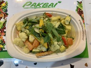 Green curry stir fry tofu and vegetable  at Pakbai - Food Stall in Chiang Mai