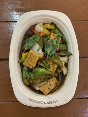Eggplant tofu and sweet Thai basil   at Pakbai - Food Stall in Chiang Mai