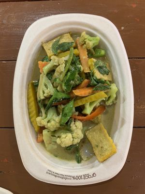 Green curry stir fry tofu and vegetables   at Pakbai - Food Stall in Chiang Mai