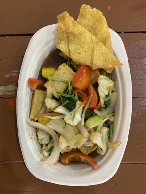 Stir fry vegetables and tofu with garlic  at Pakbai - Food Stall in Chiang Mai
