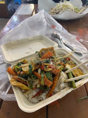 Basil tofu with ricee #Veganuary at Pakbai - Food Stall in Chiang Mai