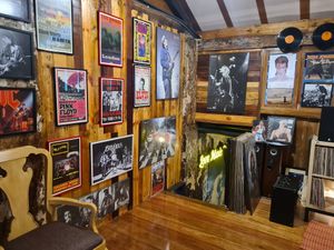 Upstairs vinyl area at Limau Limau Cafe in Malacca