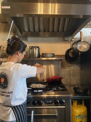 Chef doing her thing  at Limau Limau Cafe in Malacca
